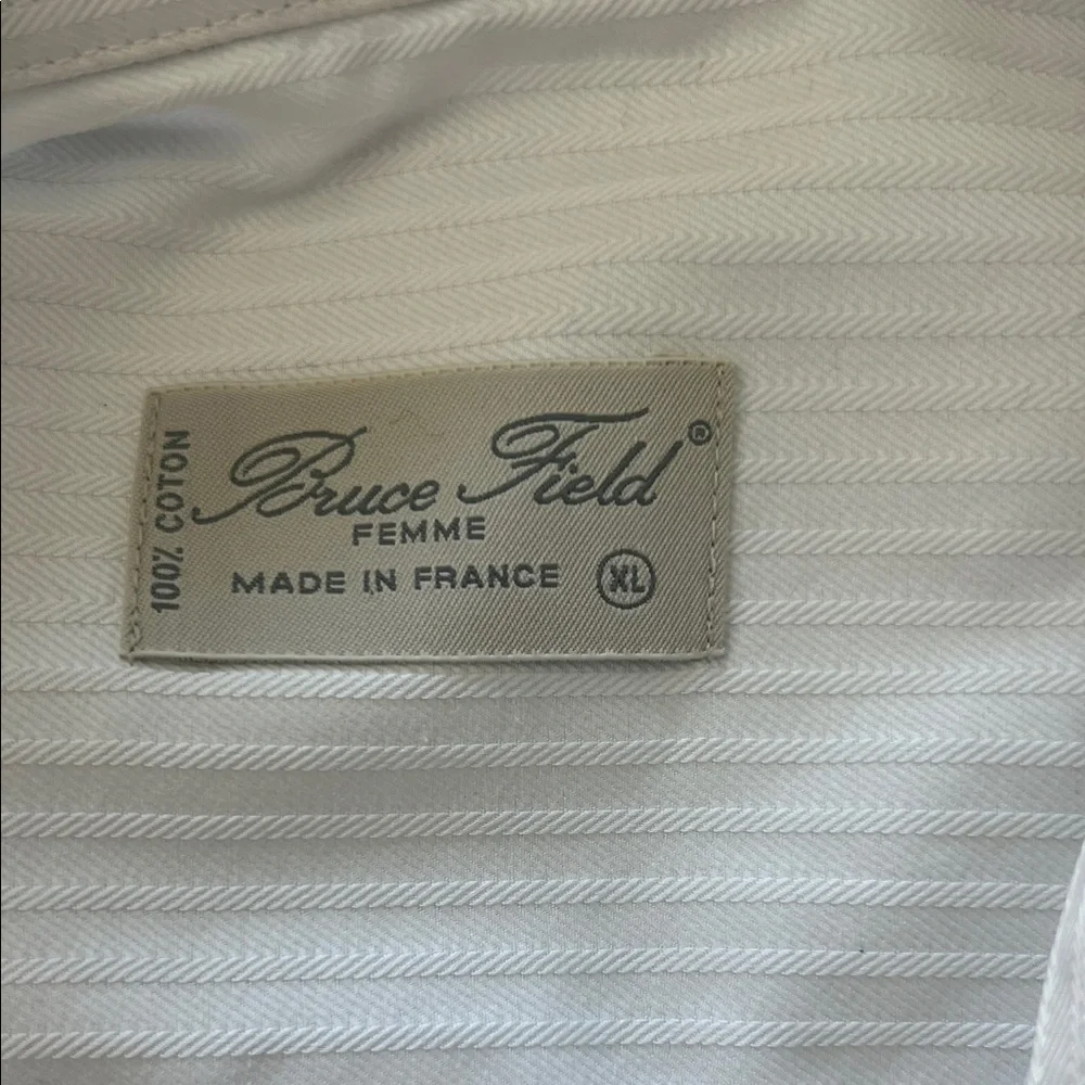 Elegant White Striped Women's Button Down Shirt - Picture 2 of 4